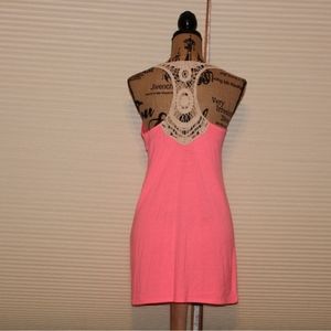 Cute pink/crochet summer dress Size XS
